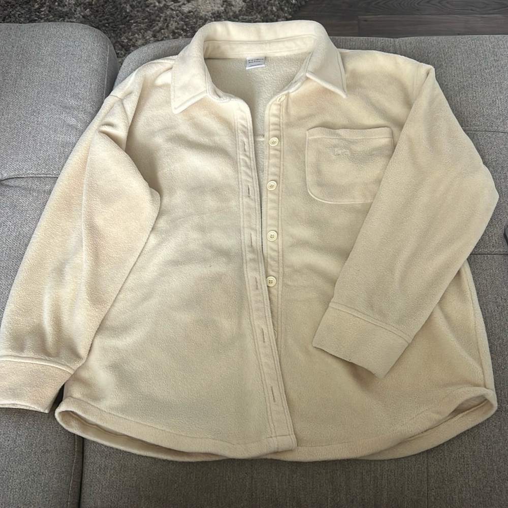 Fuzzy yellow button up jacket